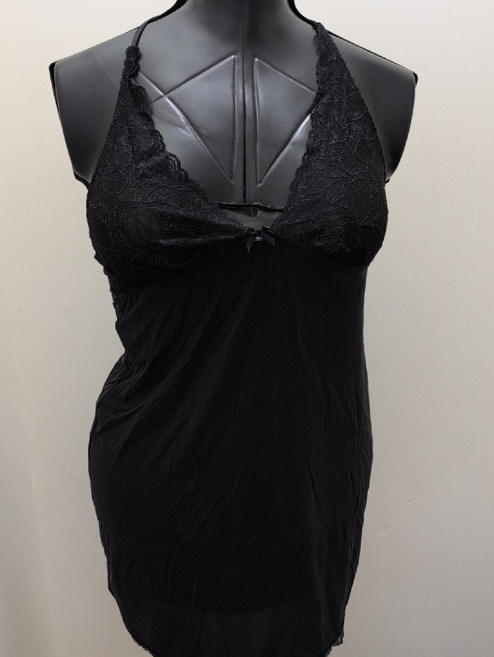 Victoria's Secret Black Lace Halter Chemise